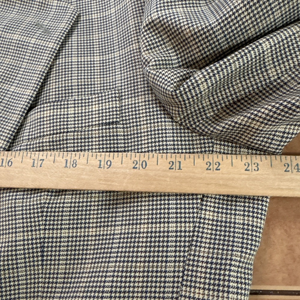 Jos A Bank Brown Blue Houndstooth Plaid 100% Wool Sport Coat Jacket Blazer 44L - Picture 9 of 13